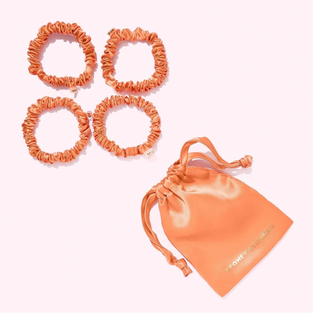 Stoney Clover Lane Silk Scrunchie Set in Peach